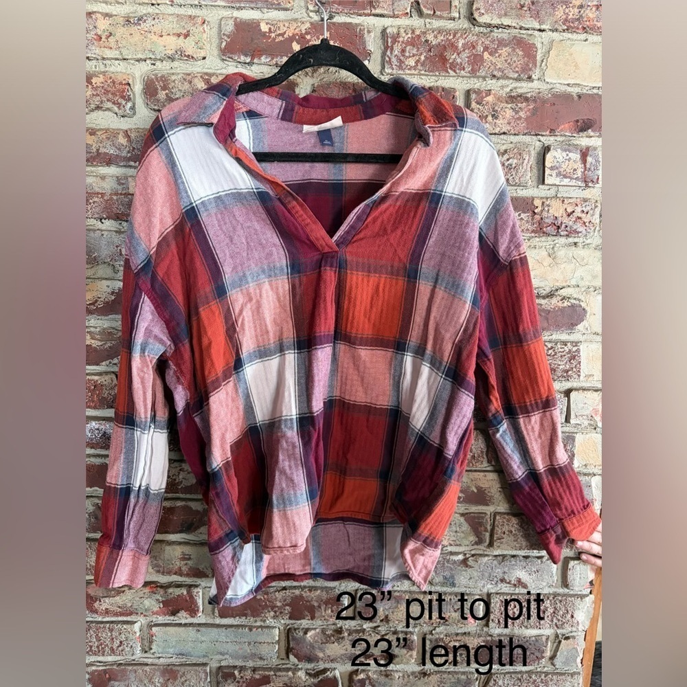 NOT FOR SALE 
Universal Thread Plaid Popover Shirt XL | Red Purple Orange White